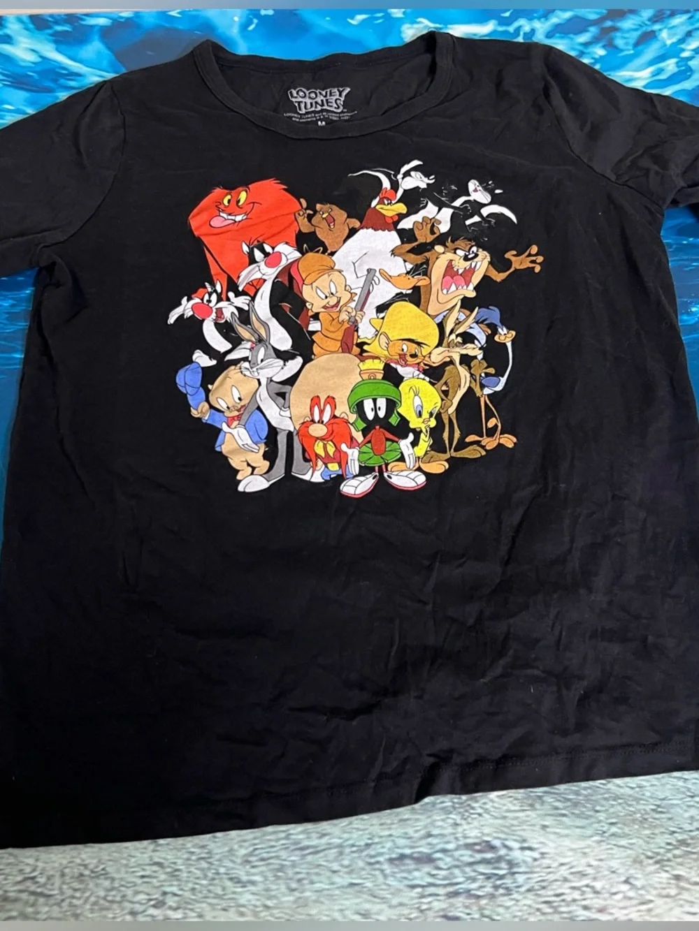 ☀️Black Looney Tunes Character Collage Tee size medium - Picture 1 of 11